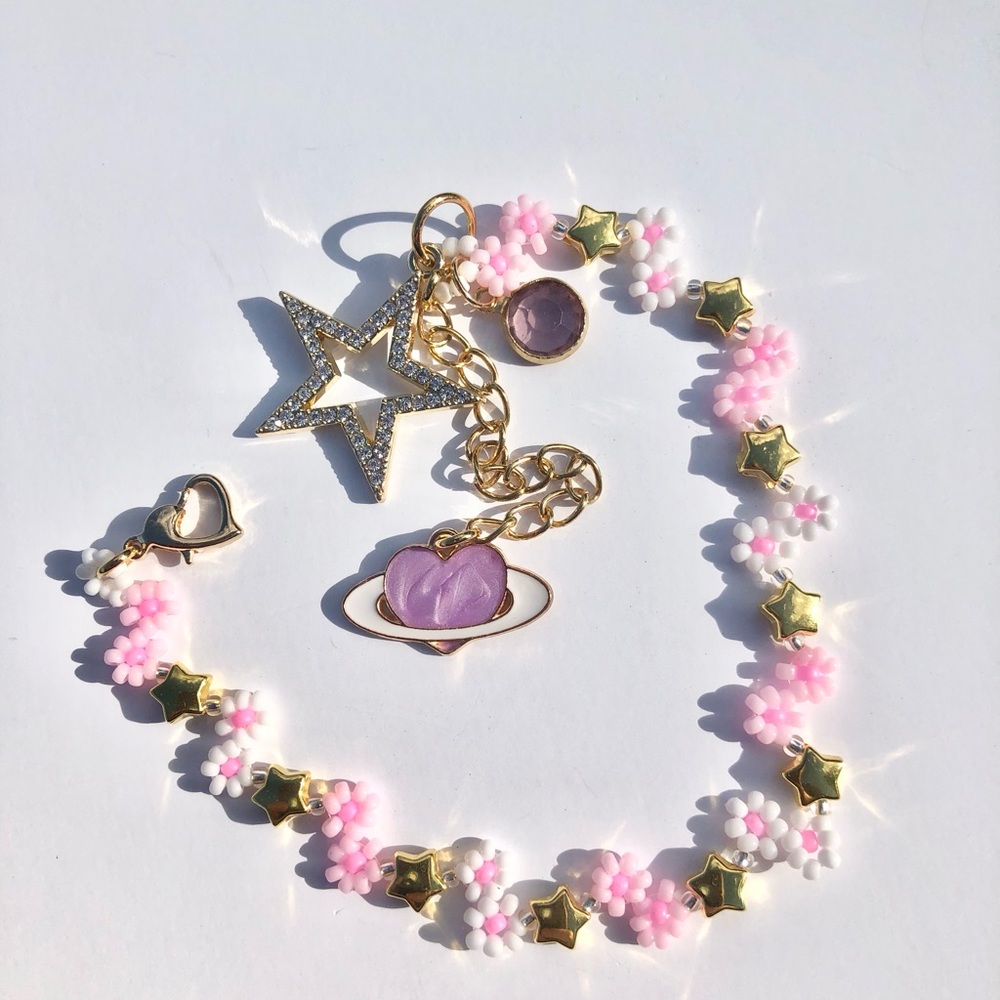 Flower Star Bracelet Galaxy Pink Gold White Cute Bracelets Trendy Y2K NEW